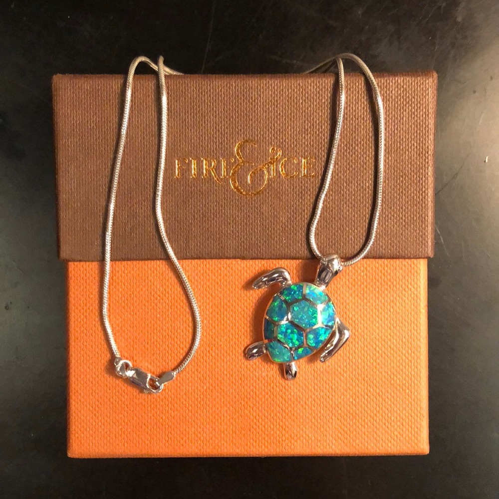Fire & Ice Sea Turtle Necklace